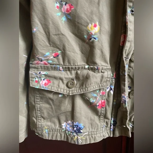 Gap Floral Kids Green Print Shirt Hooded Jacket with Pockets Girls XL - Picture 5 of 11